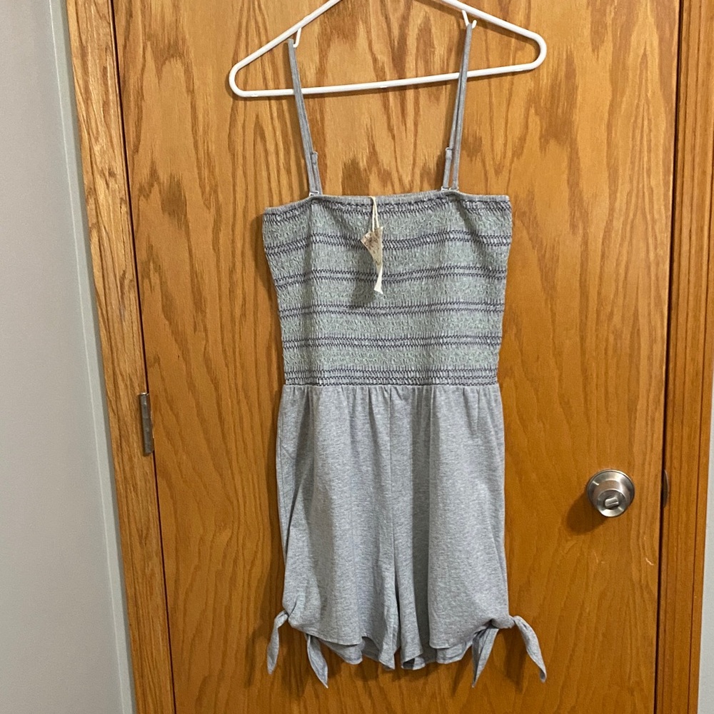 Chic Gray Hem & Thread Romper